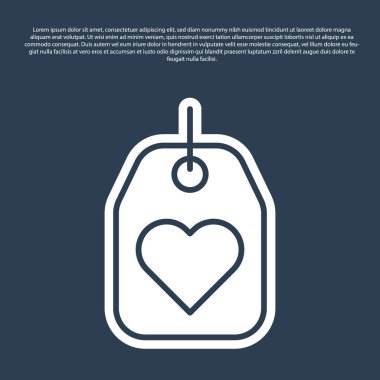 Mavi çizgi kalp etiketi simgesi mavi arkaplanda izole edildi. Aşk sembolü. Sevgililer Günü sembolü. Vektör İllüstrasyonu