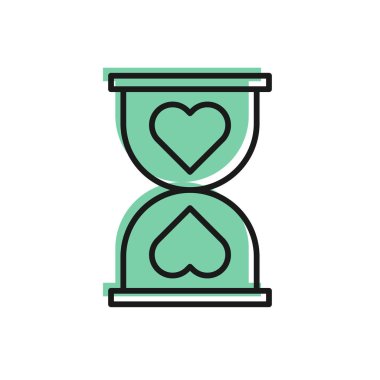 Black line Heart in the center old hourglass icon isolated on white background. Valentines day. Vector Illustration vector Black line Heart in the center old hourglass icon isolated on white background. Valentines day. Vector Illustration vector