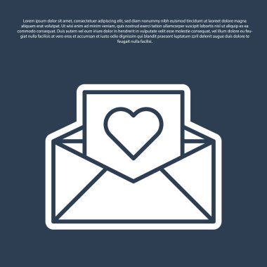 Mavi arka plan üzerinde izole Valentine kalp simgesi ile Mavi çizgi Zarf. Mesaj aşk. Mektup aşk ve romantizm. Vektör İllüstrasyonu