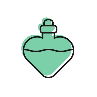 Beyaz arka planda izole edilmiş aşk ikonu ikonu içeren siyah çizgi şişesi. Sevgililer Günü sembolü. Vektör İllüstrasyonu