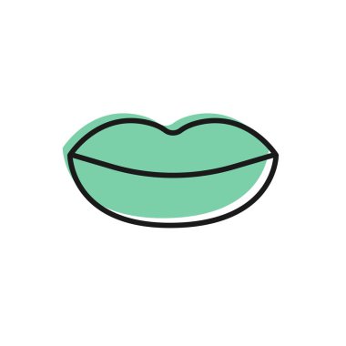 Siyah çizgi, gülümseyen dudak simgesi beyaz arkaplanda izole edilmiş. Gülümse. Vektör İllüstrasyonu