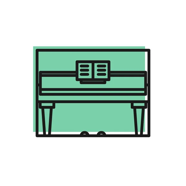 흰색 배경에 고립 된 블랙 라인 그랜드 피아노 아이콘. 악기. 벡터 일러스트레이션 — 스톡 벡터