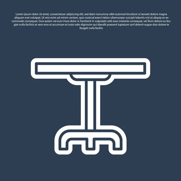 Ícone de mesa redonda de linha azul isolado no fundo azul. Ilustração vetorial —  Vetores de Stock
