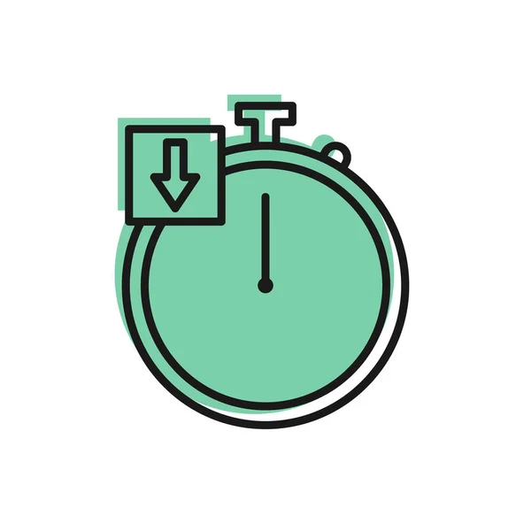 Zwarte lijn Stopwatch pictogram geïsoleerd op witte achtergrond. Tijdklok teken. Chronometer. Vector Illustratie — Stockvector