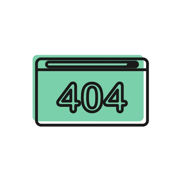 Beyaz arkaplanda 404 hata simgesine sahip siyah çizgi sayfası. Şablon sayfanın bulunmadığını bildiriyor. Vektör İllüstrasyonu — Stok Vektör