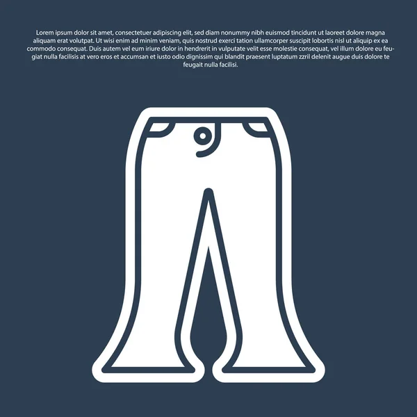 Icono de pantalones de línea azul aislado sobre fondo azul. Ilustración vectorial — Vector de stock