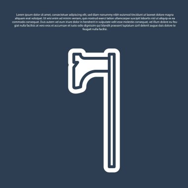 Mavi çizgi ortaçağ balta simgesi mavi arka planda izole edildi. Savaş baltası, cellat baltası. Ortaçağ silahı. Vektör İllüstrasyonu