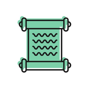 Siyah çizgi KHK, kağıt, parşömen, parşömen simgesi beyaz arkaplanda izole edilmiş. Vektör İllüstrasyonu