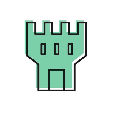 Beyaz arka planda siyah çizgi kale ikonu izole edildi. Kale işareti. Vektör İllüstrasyonu