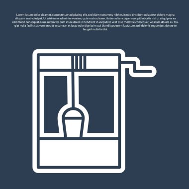 Mavi çizgi Mavi arka planda bir kova ve içme suyu ikonu var. Vektör İllüstrasyonu