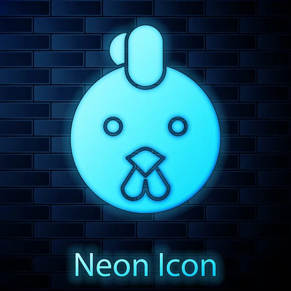 Ragyogó neon Rooster állatöv jel ikon elszigetelt téglafal háttér. Asztrológiai horoszkóp gyűjtemény. Vektorillusztráció — Stock Vector