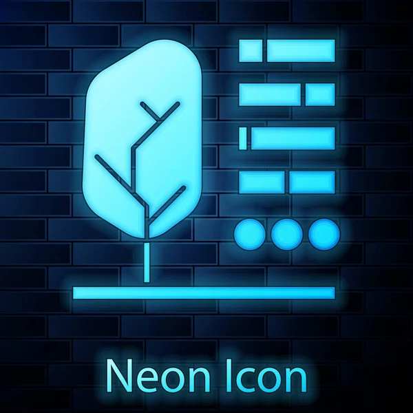 Glödande neon växt status ikon isolerad på tegel vägg bakgrund. Vektor Illustration — Stock vektor