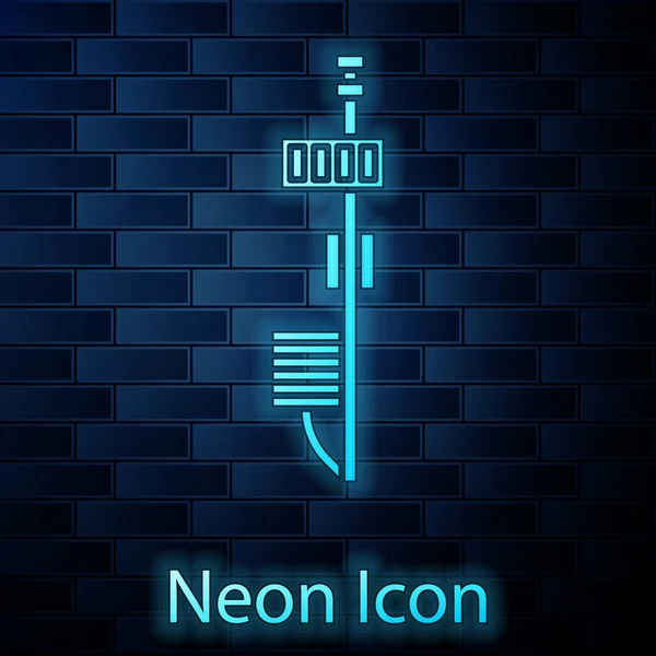 Gloeiende neon stand-alone sensor icoon geïsoleerd op bakstenen muur achtergrond. Vector Illustratie — Stockvector