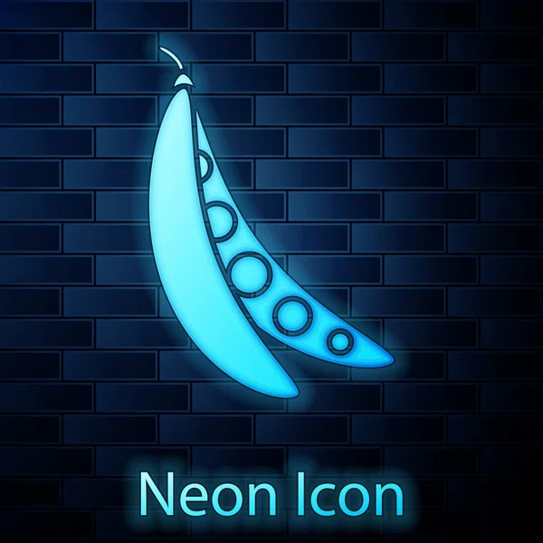 Žhnoucí neon Ledvinové fazole ikona izolované na pozadí cihlové stěny. Vektorová ilustrace — Stockový vektor