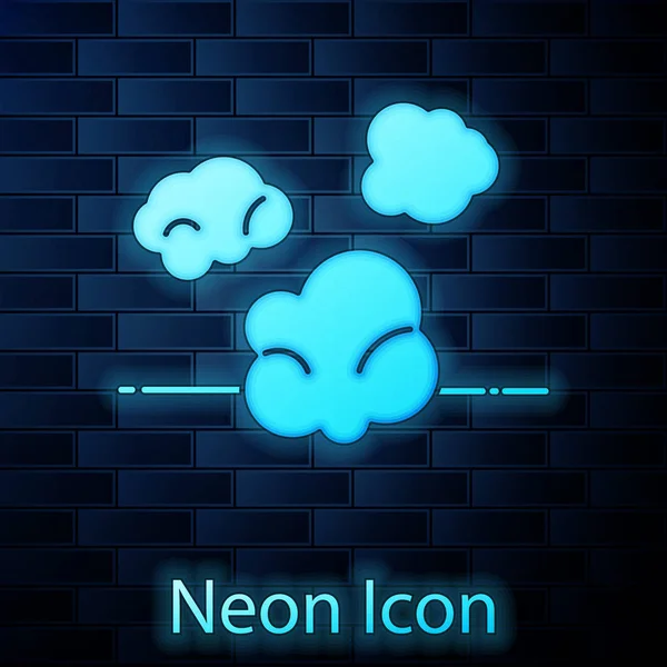Ragyogó neon por ikon elszigetelt téglafal háttér. Vektorillusztráció — Stock Vector