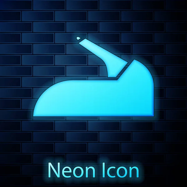 Glowing neon Car handbrake icon isolated on brick wall background. Parking brake lever. Vector Illustration — 스톡 벡터