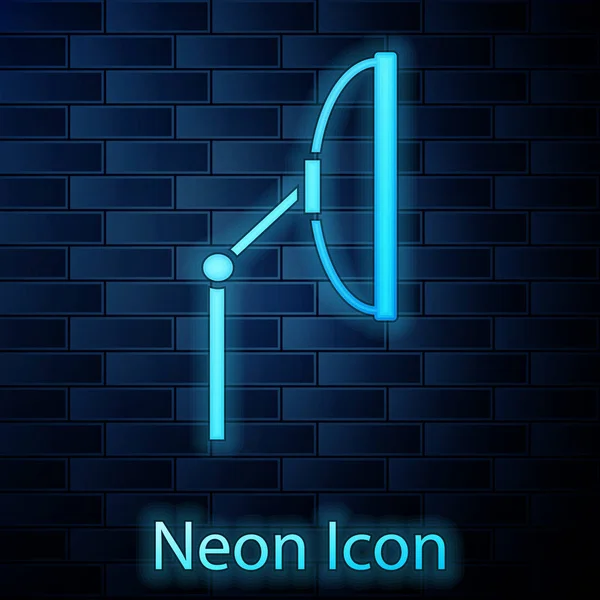 Icona luminosa del tergicristallo al neon isolato su sfondo muro di mattoni. Illustrazione vettoriale — Vettoriale Stock