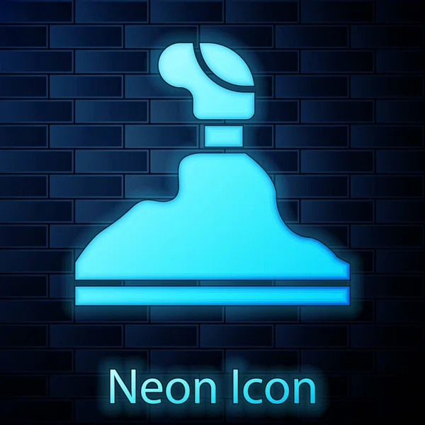 Glowing neon Gear shifter icon isolated on brick wall background. Transmission icon. Vector Illustration — Stock Vector