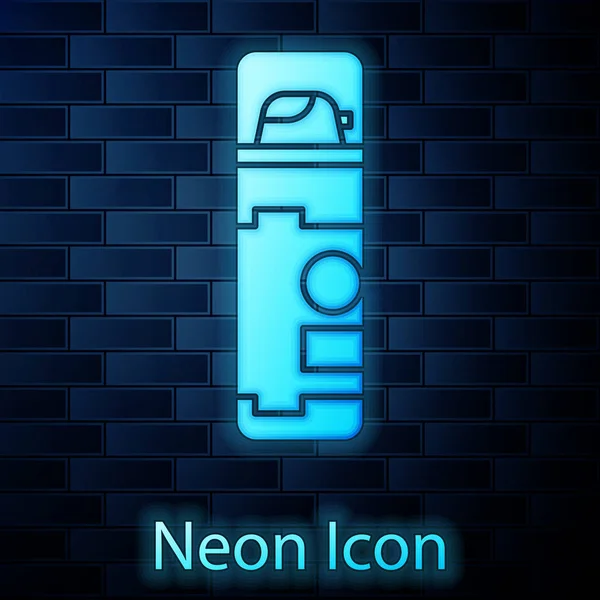 Glowing neon Shaving gel foam icon isolated on brick wall background. Shaving cream. Vector Illustration — Stock Vector