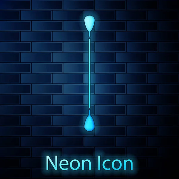 Glowing neon Cotton swab for ears icon isolated on brick wall background. Vector Illustration — 스톡 벡터