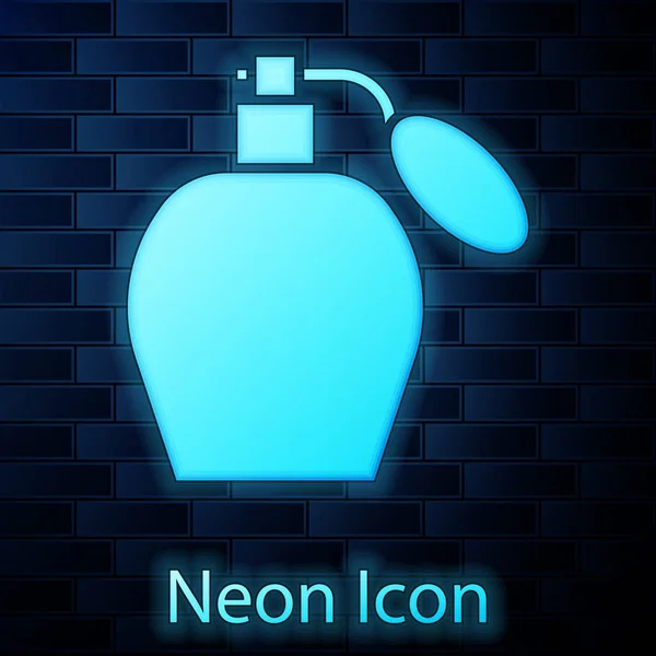 Icono de perfume de neón brillante aislado en el fondo de la pared de ladrillo. Ilustración vectorial — Vector de stock