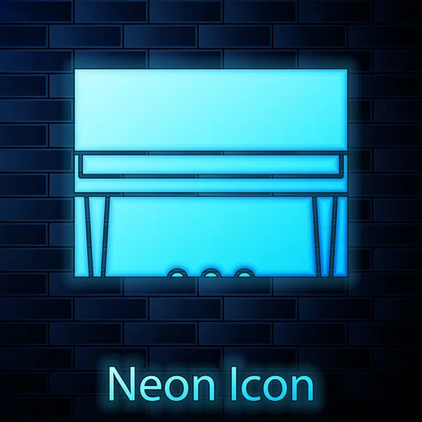 Lumineux néon Icône piano à queue isolé sur fond de mur de briques. Instrument de musique. Illustration vectorielle — Image vectorielle
