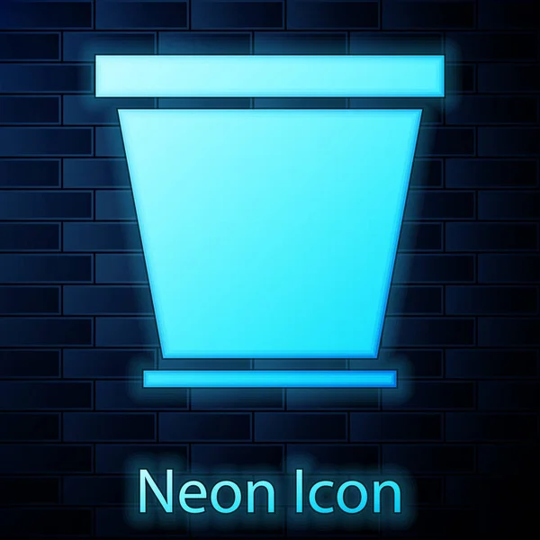 Leuchtende Neon-Blumentopf-Symbol isoliert auf Backsteinwand Hintergrund. Vektorillustration — Stockvektor