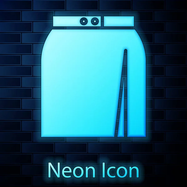 Gloeiende neon rok pictogram geïsoleerd op bakstenen muur achtergrond. Vector Illustratie — Stockvector