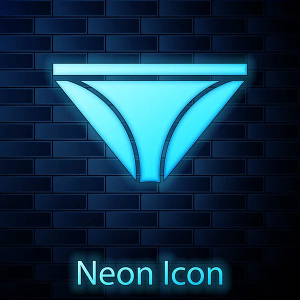 Glowing neon Men underpants icon isolated on brick wall background. Man underwear. Vector Illustration — Stock Vector