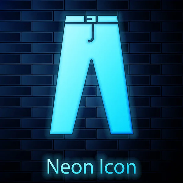 Glowing neon Pants icon isolated on brick wall background. Vector Illustration — 스톡 벡터