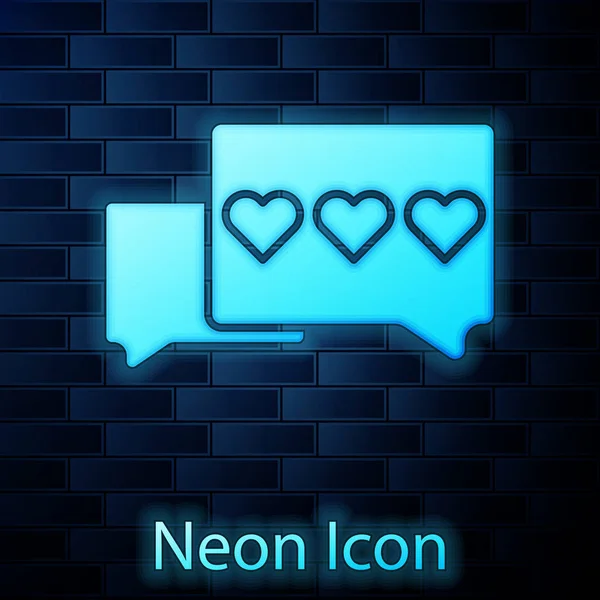 Leuchtende Neon-ähnliche und Herz-Symbol isoliert auf Backsteinwand Hintergrund. Gegenbenachrichtigung. Follower insta. Vektorillustration — Stockvektor
