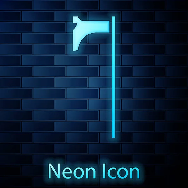 Glowing neon Medieval axe icon isolated on brick wall background. Battle axe, executioner axe. Medieval weapon. Vector Illustration — 스톡 벡터