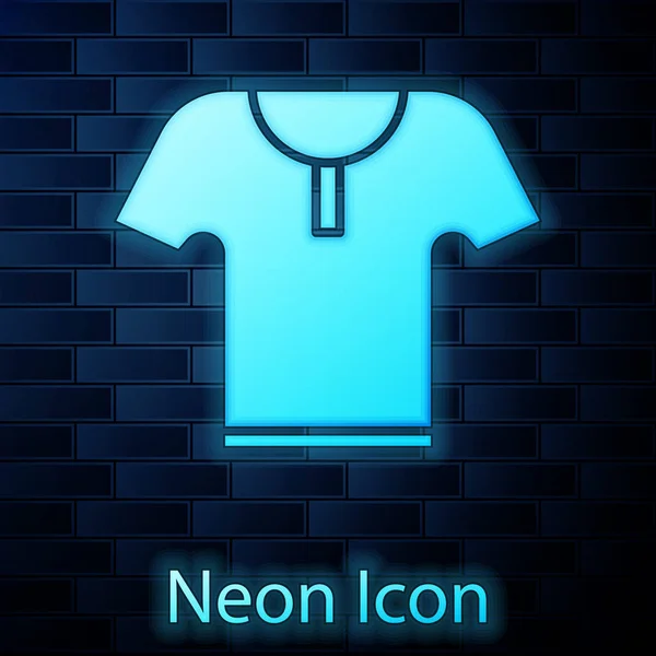 Gloeiende neon Body armor icoon geïsoleerd op bakstenen muur achtergrond. Vector Illustratie — Stockvector