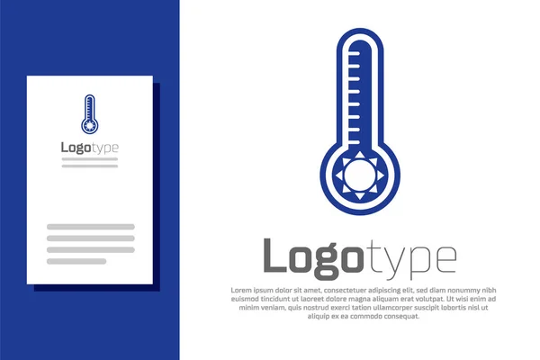 Blue Meteorology thermometer measuring heat and cold icon isolated on white background. Thermometer equipment showing hot or cold weather. Logo design template element. Vector Illustration — 스톡 벡터