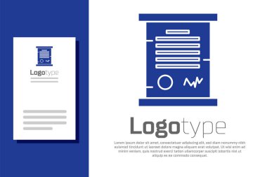 Mavi KHK, kağıt, parşömen, parşömen simgesi beyaz arkaplanda izole edilmiş. Logo tasarım şablonu elemanı. Vektör İllüstrasyonu