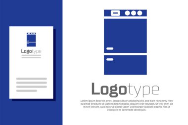 Mavi Buzdolabı simgesi beyaz arkaplanda izole edildi. Buzdolabı buzdolabı. Ev aletleri ve aletler. Logo tasarım şablonu elemanı. Vektör İllüstrasyonu