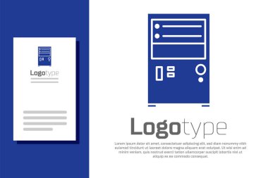 Blue Computer icon isolated on white background. PC component sign. Logo design template element. Vector Illustration