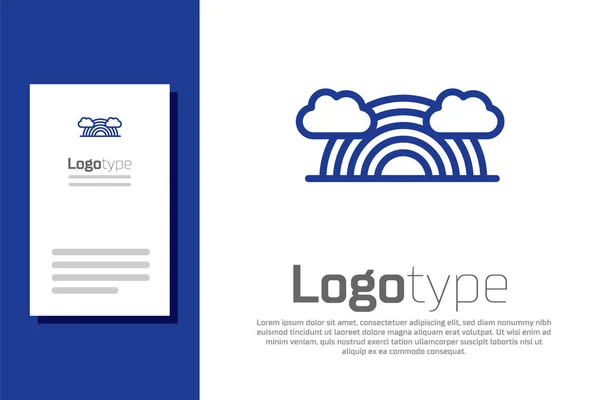 Arco-íris azul com nuvens ícone isolado no fundo branco. Elemento de modelo de design de logotipo. Ilustração vetorial — Vetor de Stock