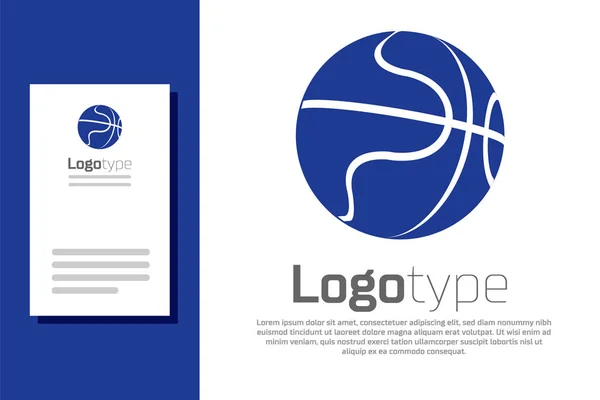 Icône de ballon de basket bleu isolé sur fond blanc. Symbole sportif. Modèle de conception de logo élément. Illustration vectorielle — Image vectorielle