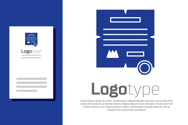 Decreto azul, papel, pergaminho, ícone de rolagem isolado no fundo branco. Elemento de modelo de design de logotipo. Ilustração vetorial — Vetor de Stock