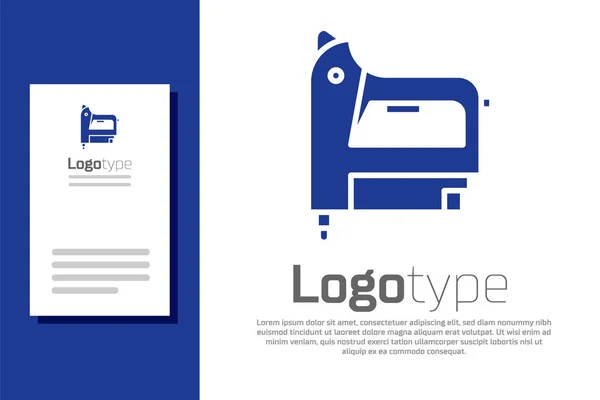 Blue Electric constructie nietmachine pictogram geïsoleerd op witte achtergrond. Werktuig. Logo ontwerp template element. Vector Illustratie — Stockvector