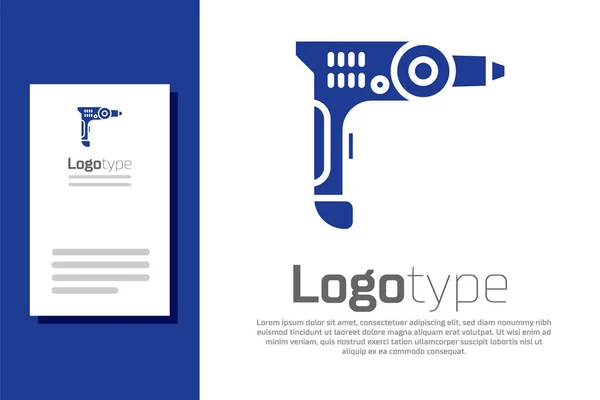 Icono de la máquina perforadora Blue Electric aislado sobre fondo blanco. Herramienta de reparación. Elemento de plantilla de diseño de logotipo. Ilustración vectorial — Archivo Imágenes Vectoriales