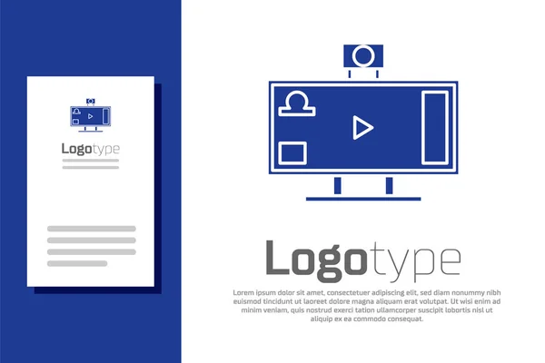 Blue Live streaming online gry wideo ikona odizolowany na białym tle. Element szablonu logo. Ilustracja wektora — Wektor stockowy