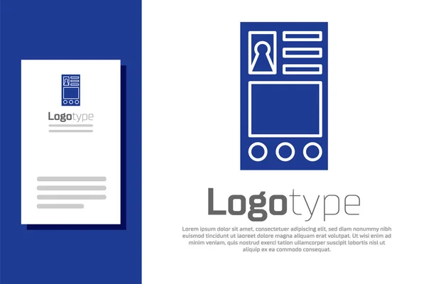 Kék Fiókképernyő ikon elszigetelt fehér háttér. Logó tervezési sablon elem. Vektorillusztráció — Stock Vector