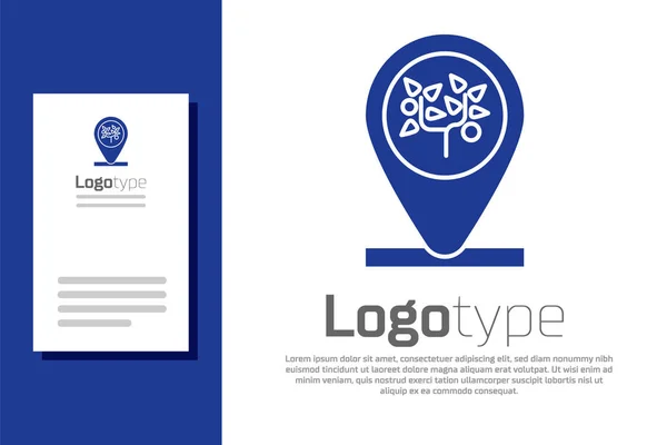Emplacement bleu et icône de l'arbre isolé sur fond blanc. Modèle de conception de logo élément. Illustration vectorielle — Image vectorielle