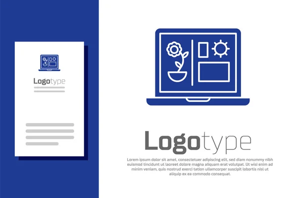 Blaue Smart-Farming-Technologie - Symbol des Automatisierungssystems für den Bauernhof isoliert auf weißem Hintergrund. Logo Design Template-Element. Vektorillustration — Stockvektor