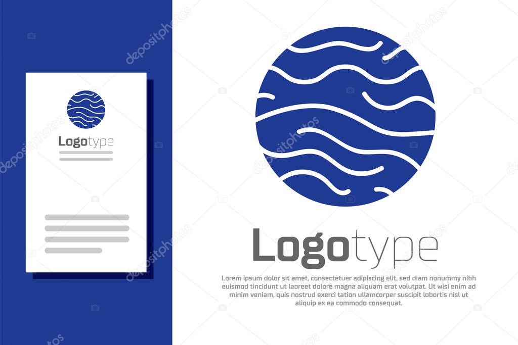 Blue Planet Venus icon isolated on white background. Logo design template element. Vector Illustration