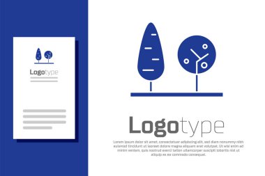 Mavi Ağaçlar simgesi beyaz arkaplanda izole edildi. Orman sembolü. Logo tasarım şablonu elemanı. Vektör İllüstrasyonu