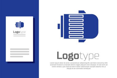 Mavi Elektrik motor simgesi beyaz arkaplanda izole edildi. Araba alternatörü. Logo tasarım şablonu elemanı. Vektör İllüstrasyonu