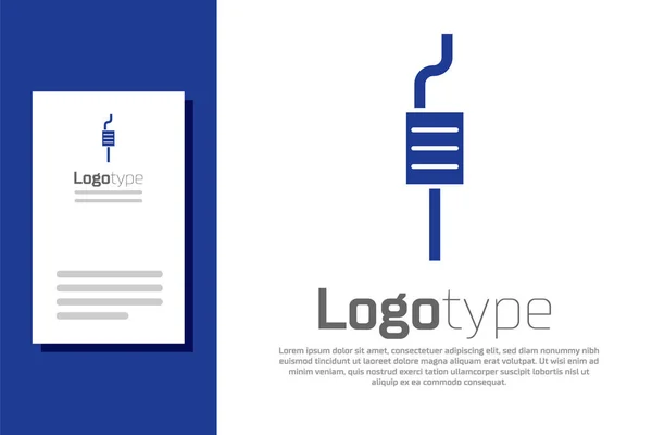 Kék autó kipufogó ikon elszigetelt fehér háttérrel. Kipufogócső. Logó tervezési sablon elem. Vektorillusztráció — Stock Vector